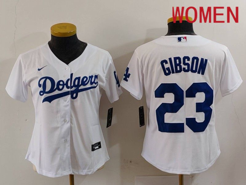 Women Los Angeles Dodgers #23 Gibson White Nike Game 2024 MLB Jersey style 1->youth mlb jersey->Youth Jersey